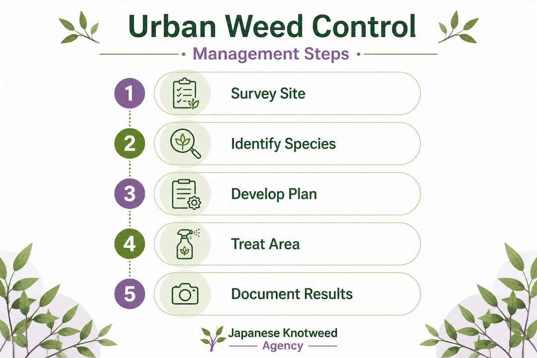 Infographic of urban weed management process steps