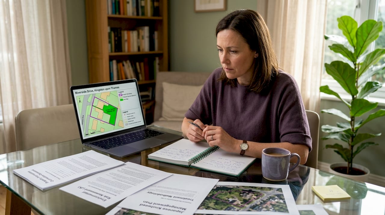 Homeowner preparing invasive weed survey documents