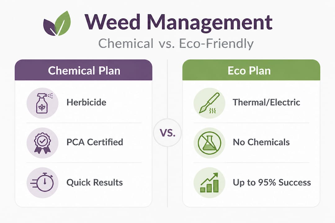 Infographic comparing chemical and eco weed plans