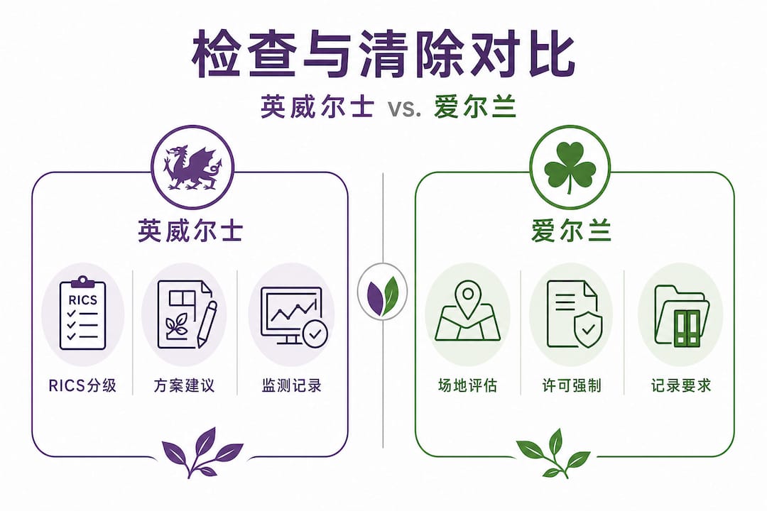 英国与爱尔兰两国处理虎杖问题流程对比信息图
