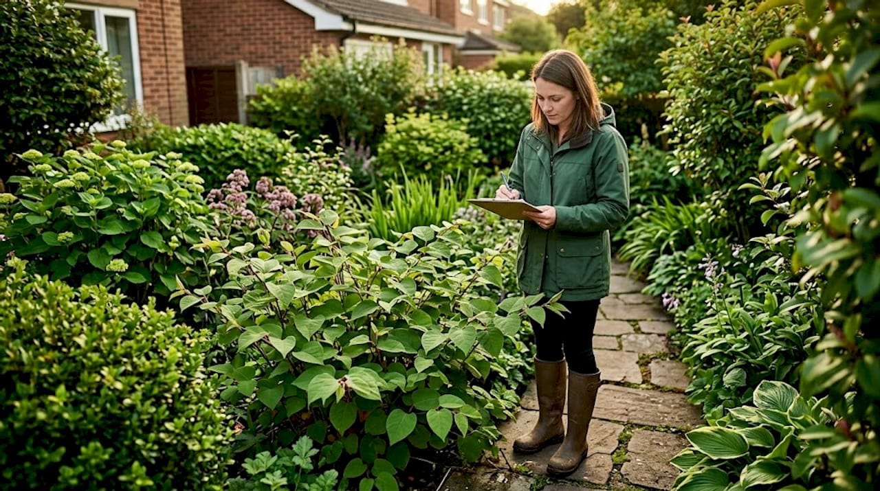 Surveyor recording invasive species with tablet