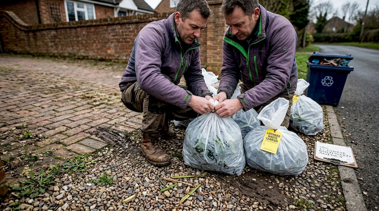 Homeowner bags knotweed waste curbside