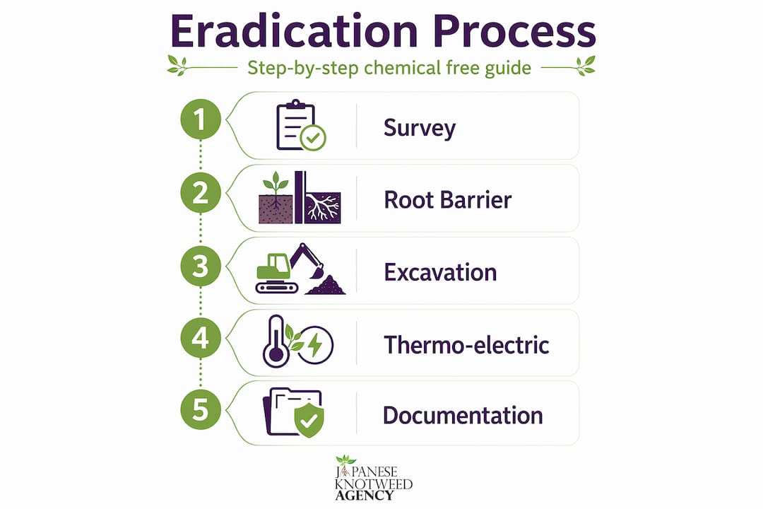 Infographic outlining steps of chemical-free weed eradication