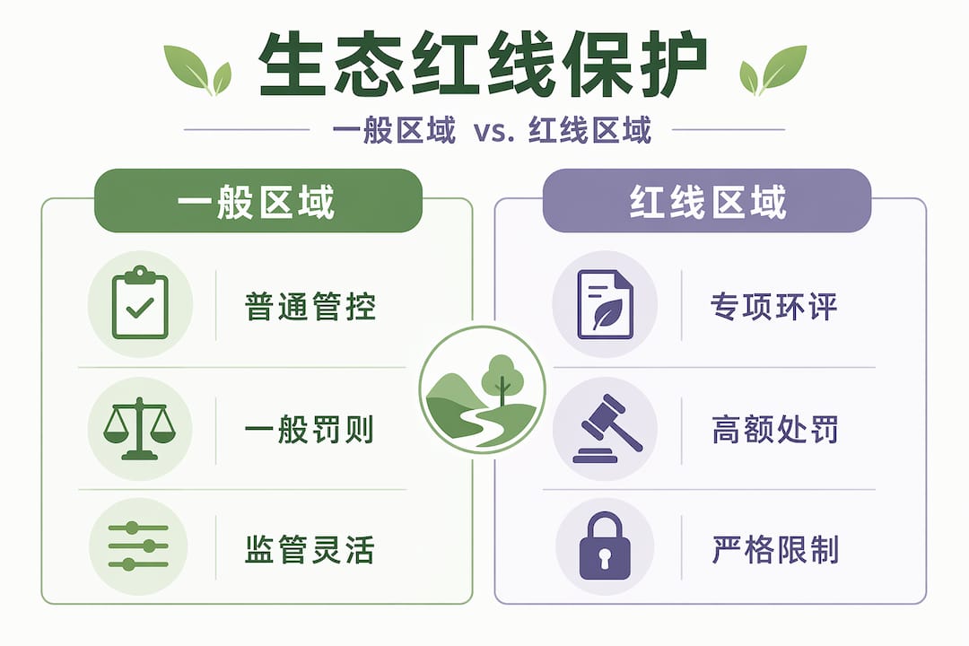 生态保护红线与一般区域管控对比一览图