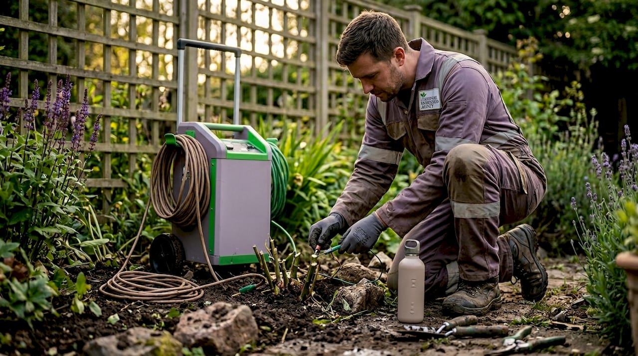 Contractor applying energy-based plant treatment