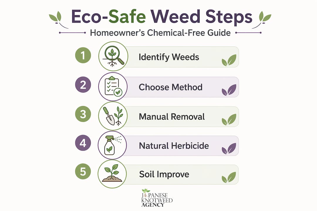 Infographic showing eco-safe weed steps