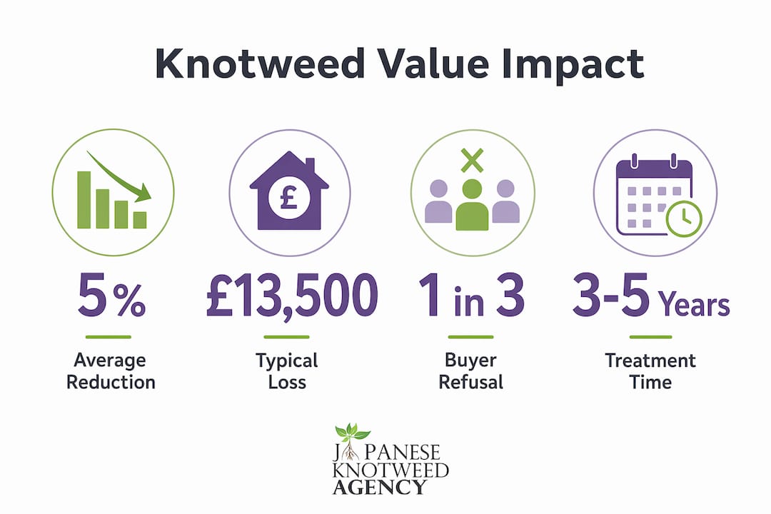 Infographic displaying Japanese knotweed property value impact statistics