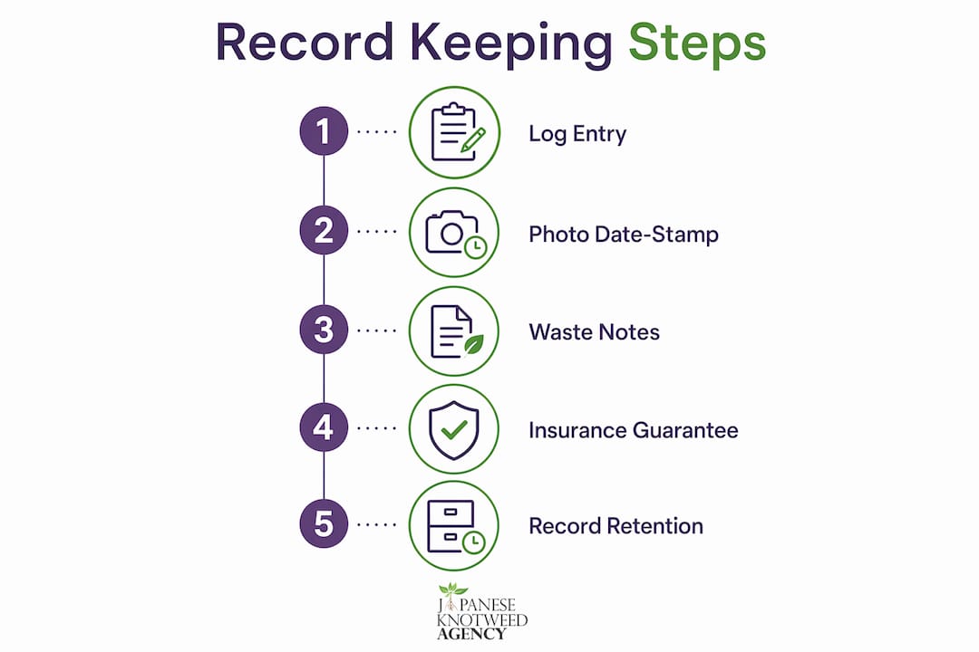 Infographic showing weed treatment record keeping steps