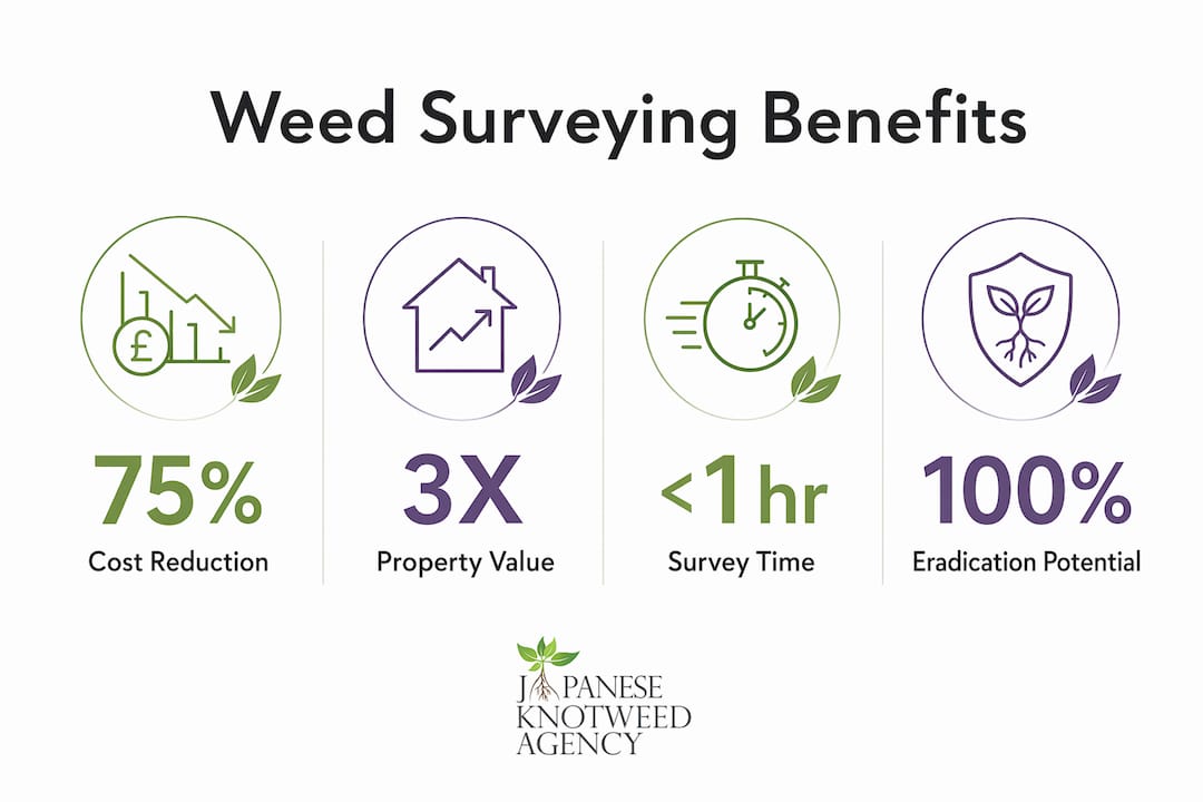 Infographic highlighting key benefits of weed surveying