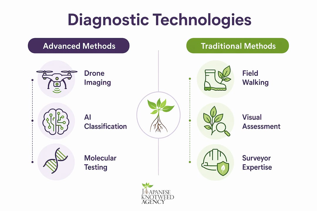 Infographic comparing advanced and traditional weed diagnostics