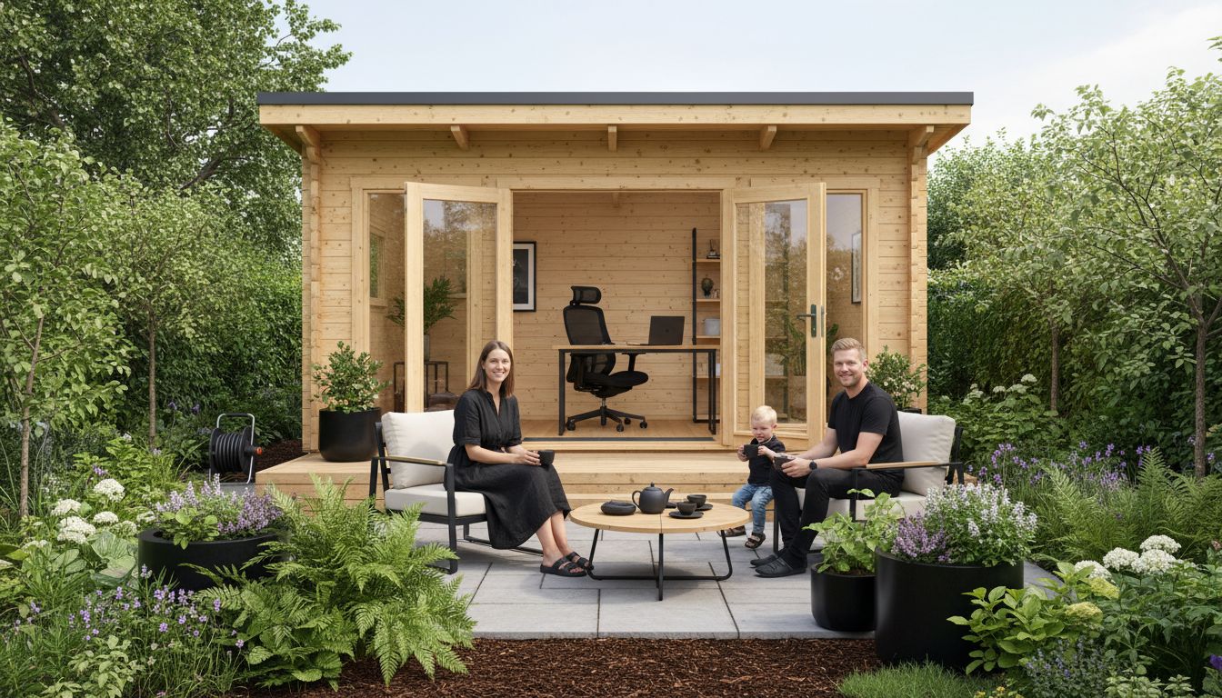 modern garden log cabin