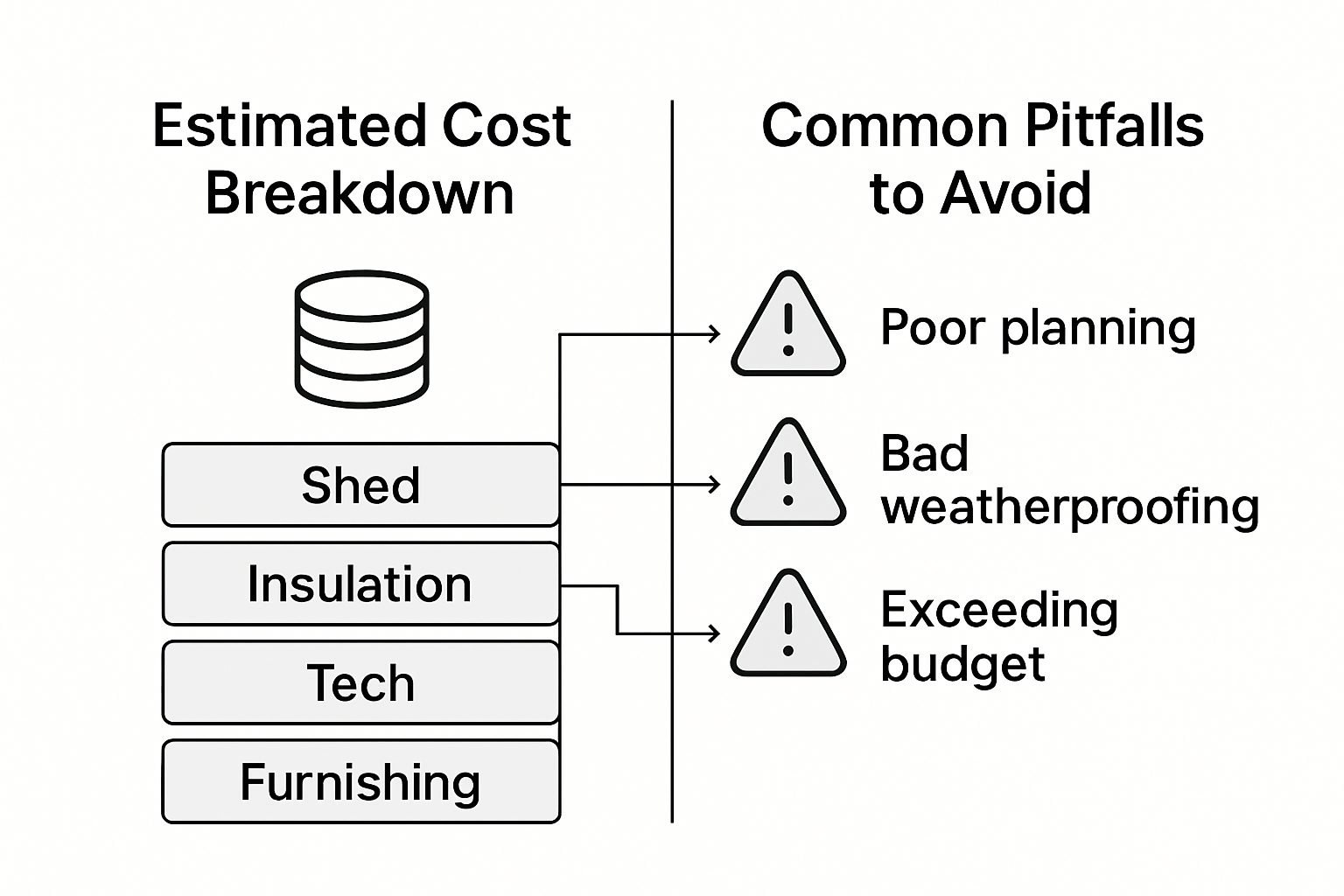 Garden office costs vs common pitfalls infographic