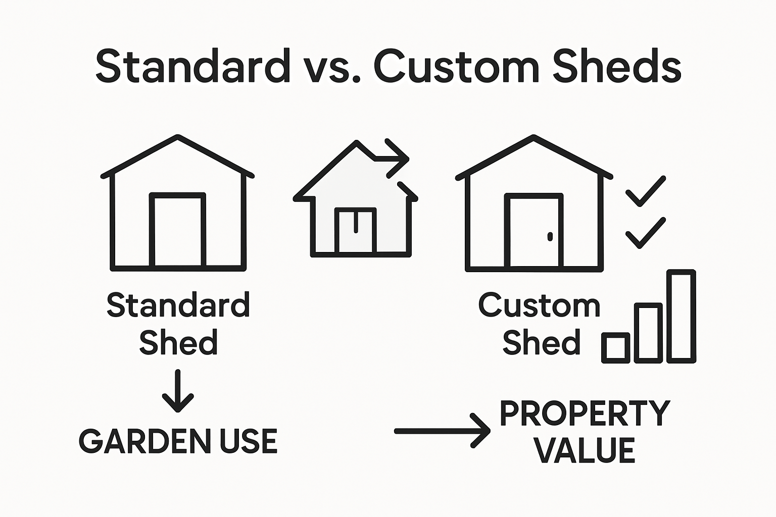 Infographic comparing custom and standard shed impact