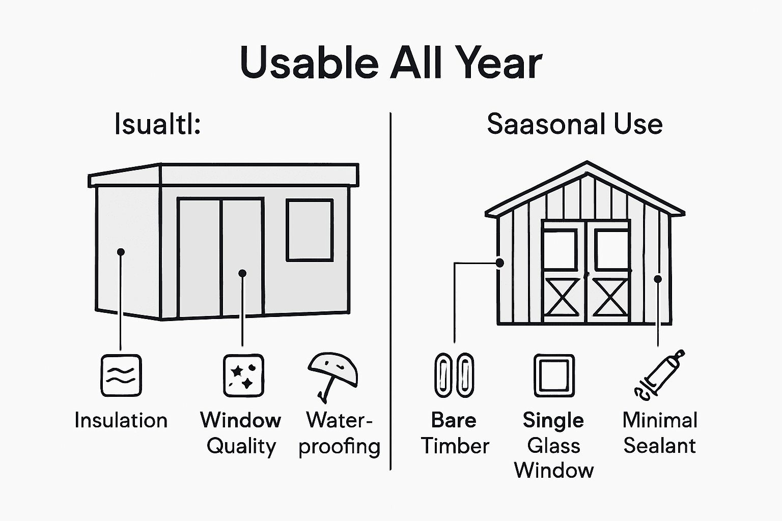 Infographic comparing garden room and shed features