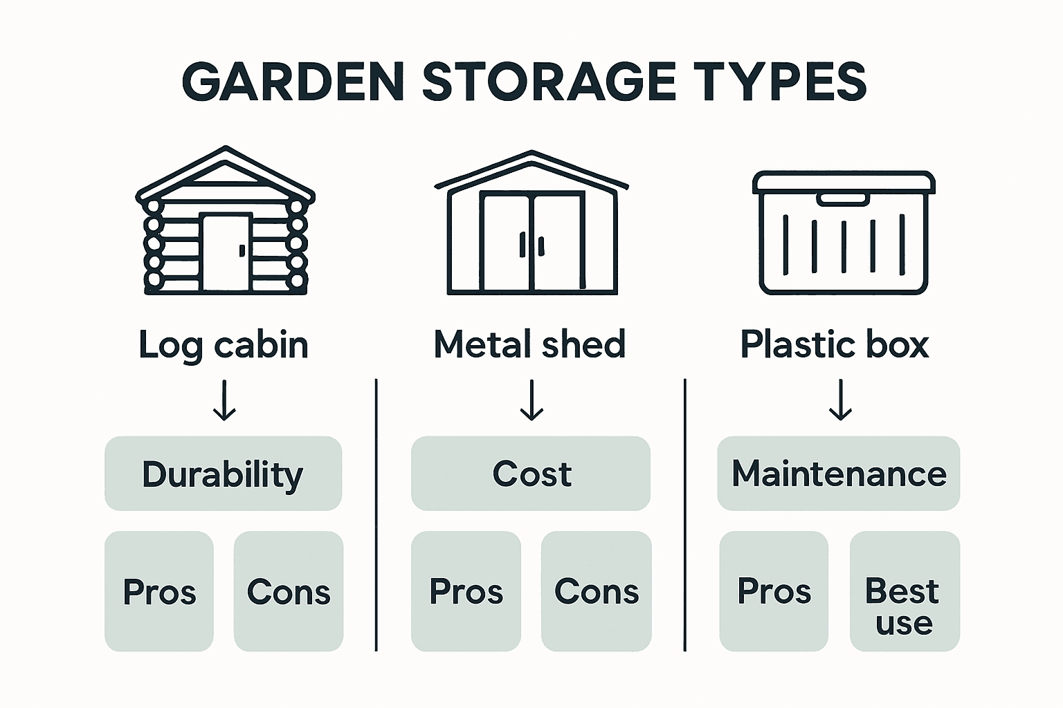 Infographic comparing garden storage types UK
