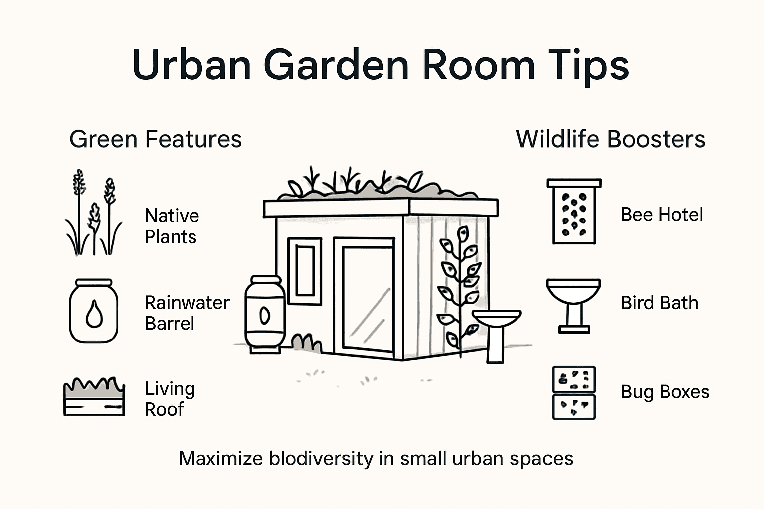 Infographic showing urban garden room customization tips