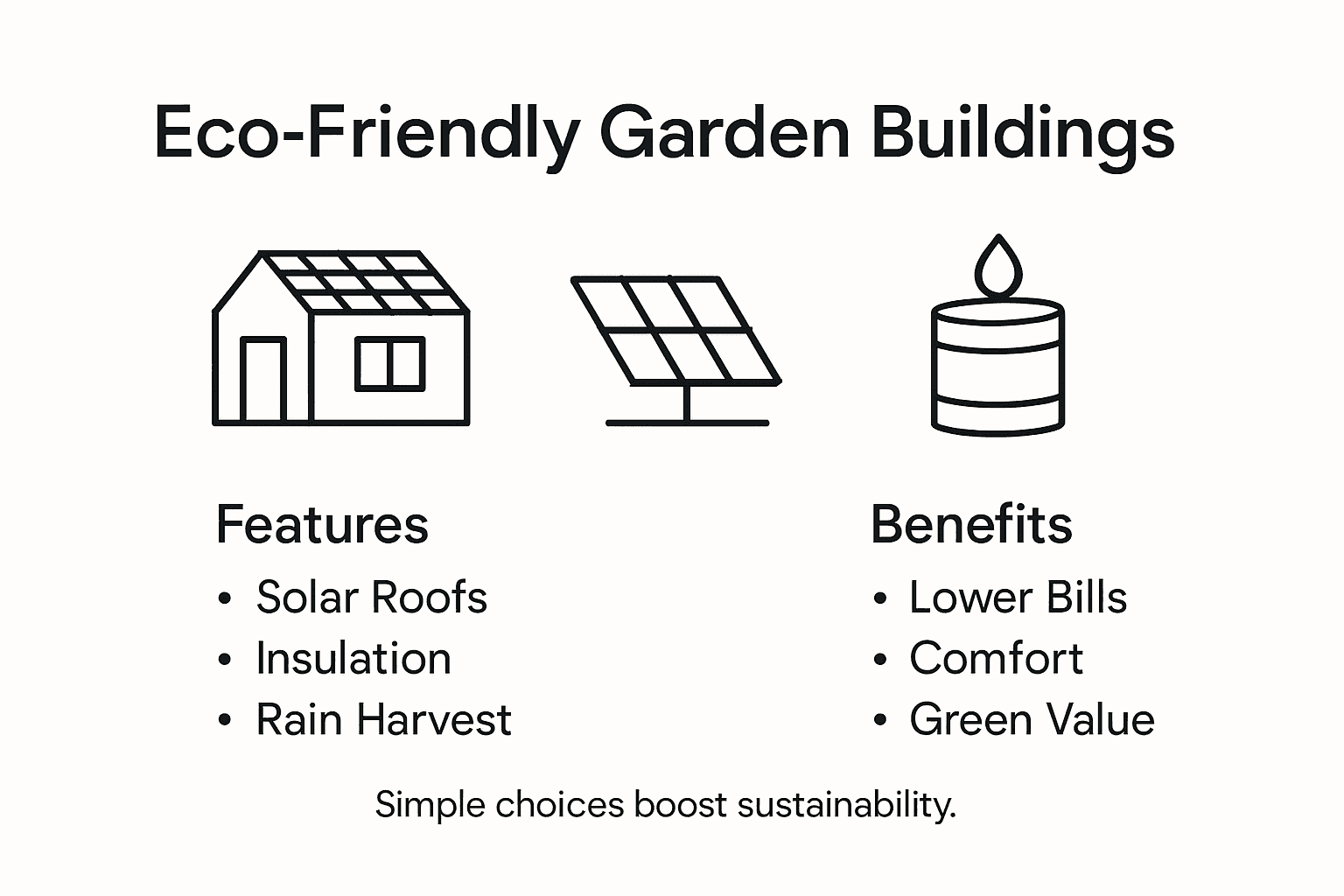 Infographic showing eco-friendly garden building features