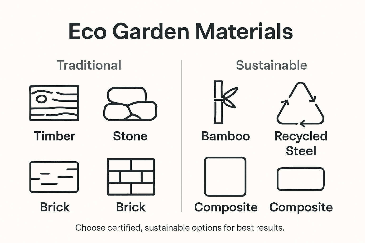 Infographic showing eco-friendly garden material options