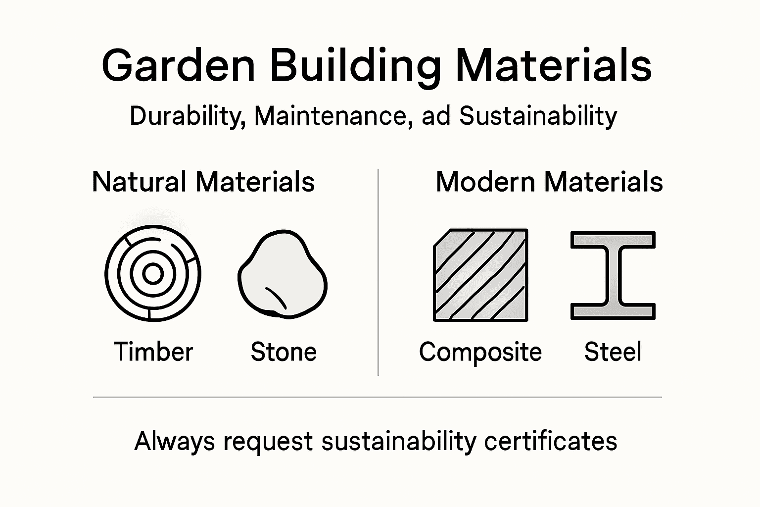 Infographic of garden building material types