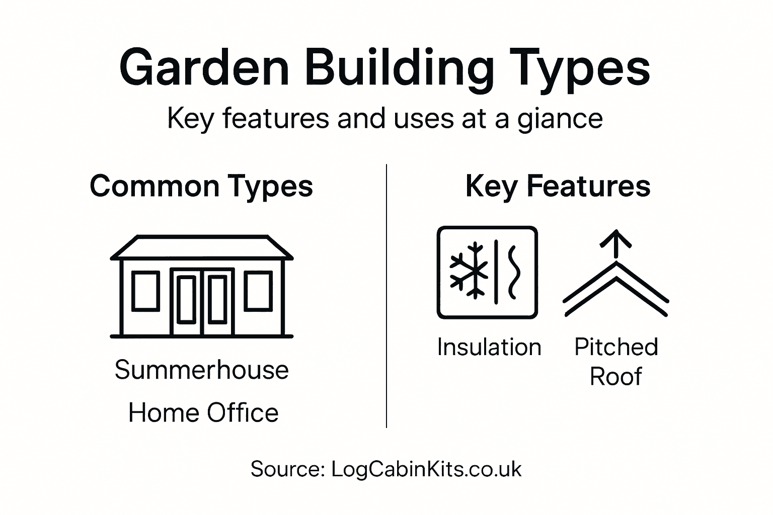 Infographic with main garden building types and features