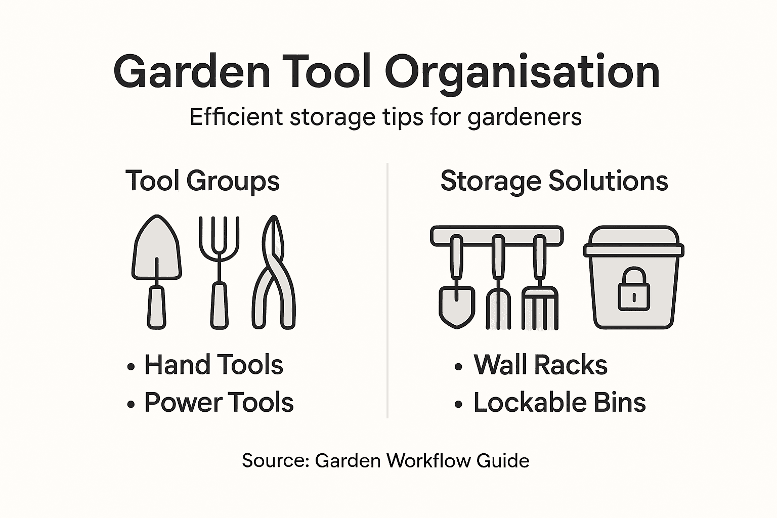 Infographic of garden tool organisation workflow