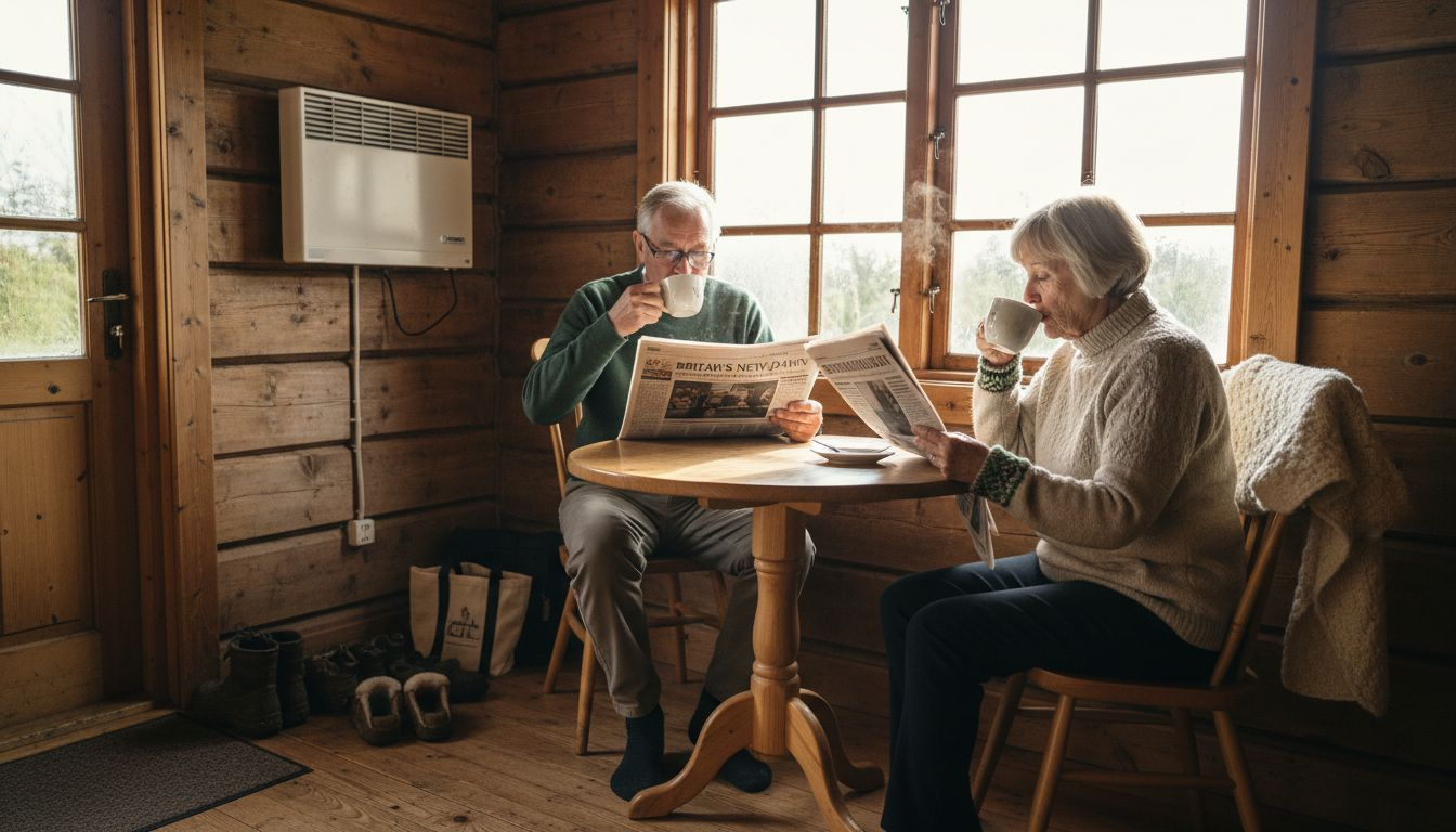 Interior of insulated log cabin in use