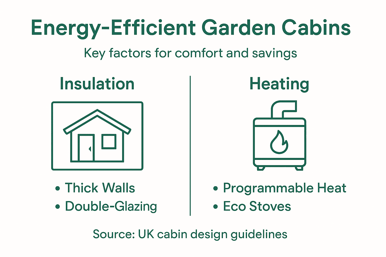 Infographic about energy-efficient garden cabins
