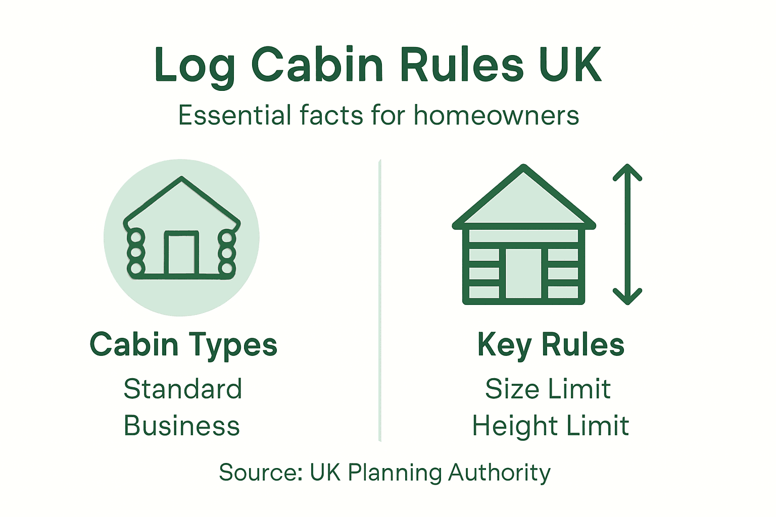 Infographic of UK log cabin rules and types