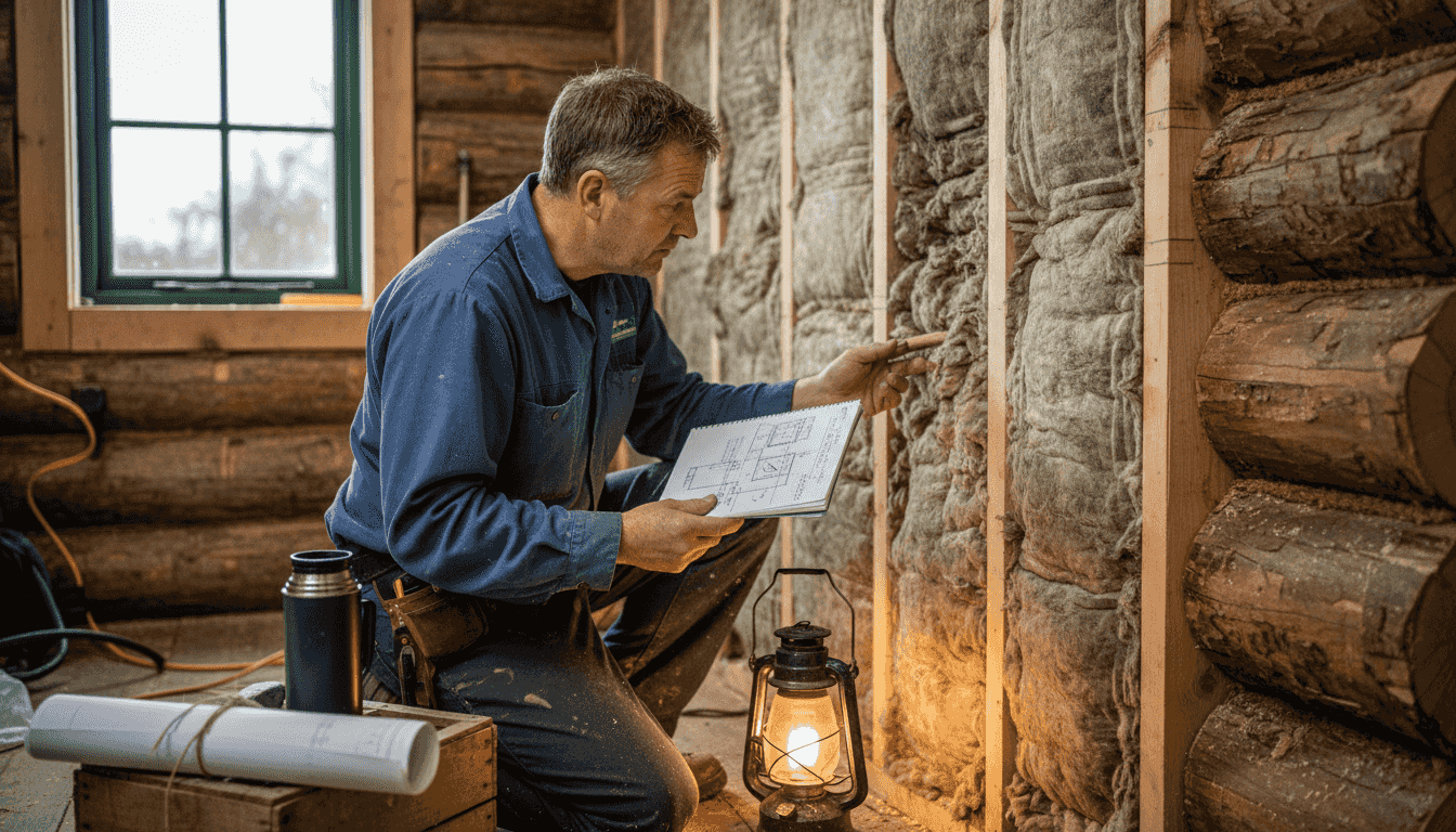 Expert checking wall insulation layers