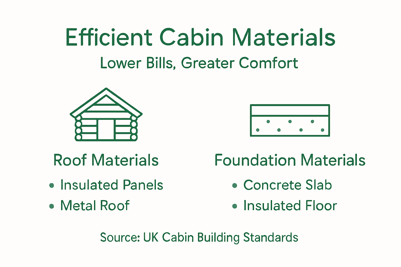 Infographic showing roof and foundation materials