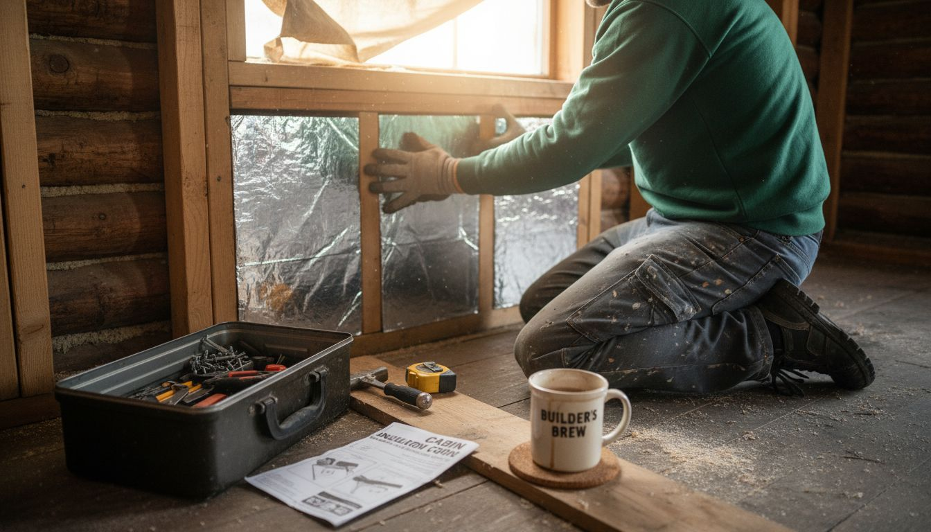 Insulation being installed in cabin wall