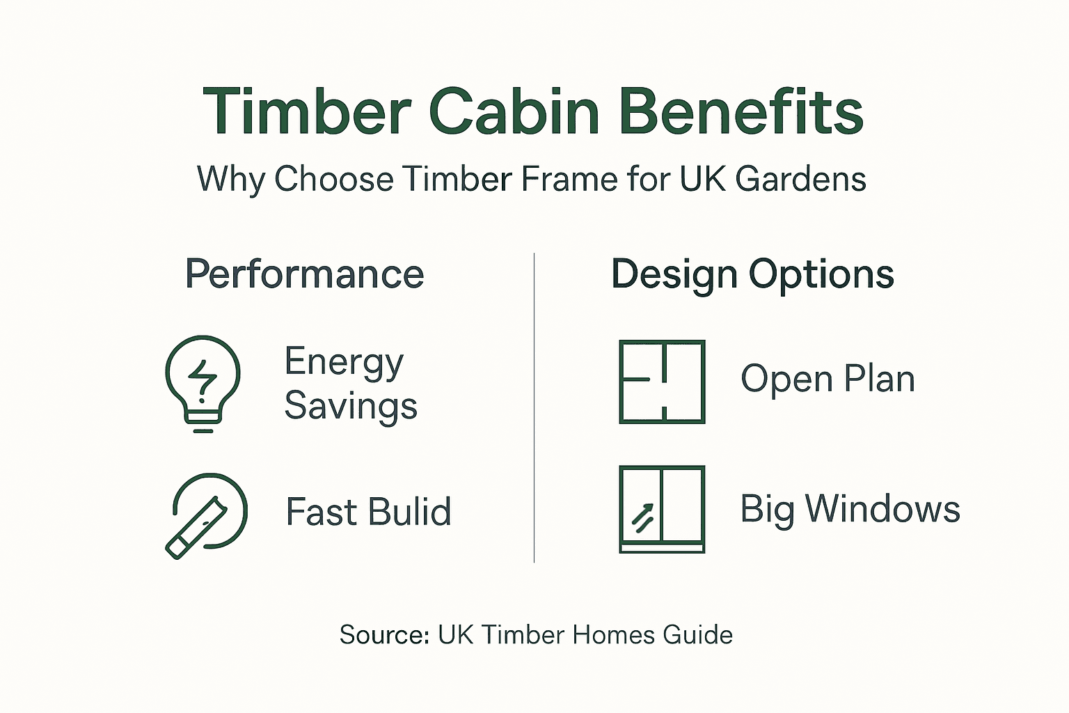 Infographic summarising timber cabin benefits