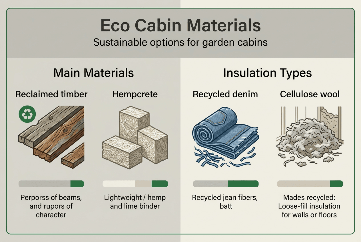 Infographic on eco cabin material types