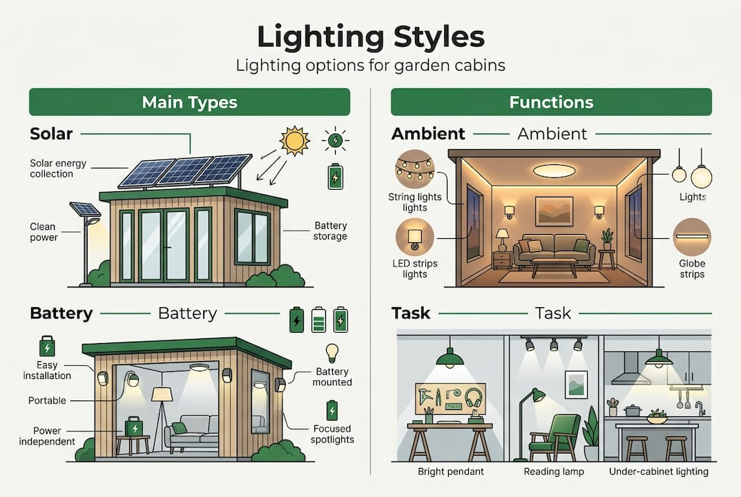 Infographic with lighting types and functions