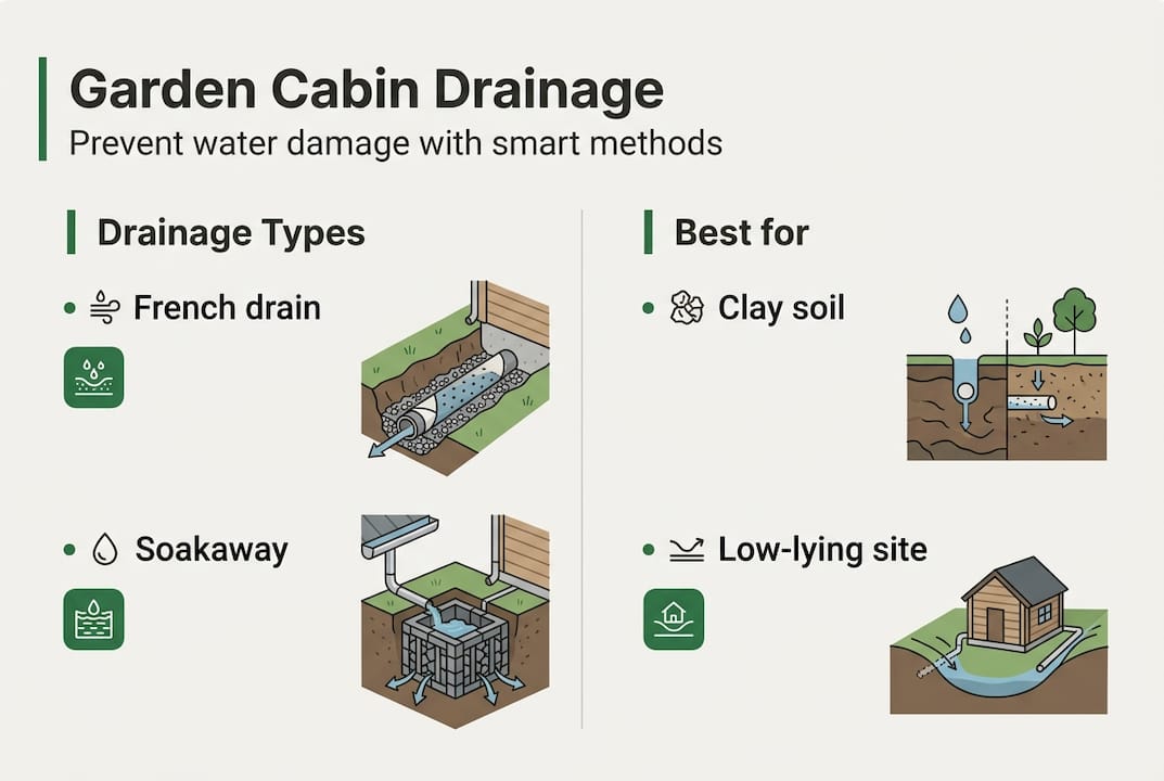 Infographic comparing drainage methods and uses