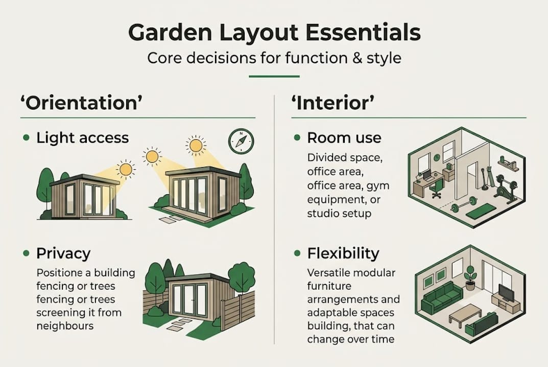 Infographic showing core garden layout elements