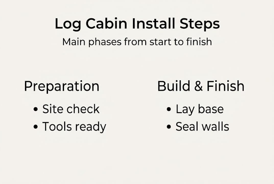 Infographic steps for log cabin installation process
