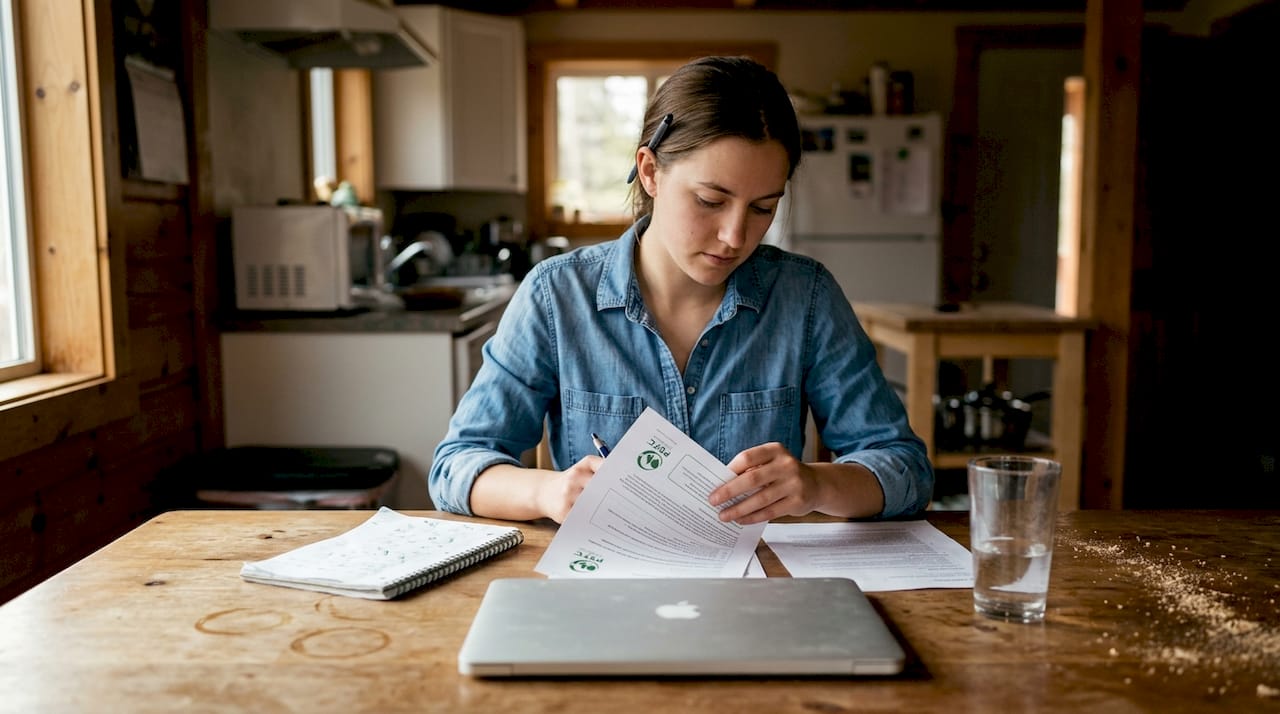 Architect reviewing eco-certification papers