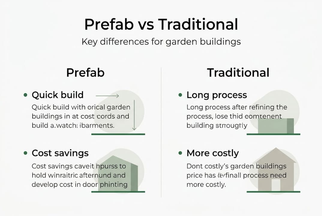Infographic comparing prefab and traditional buildings
