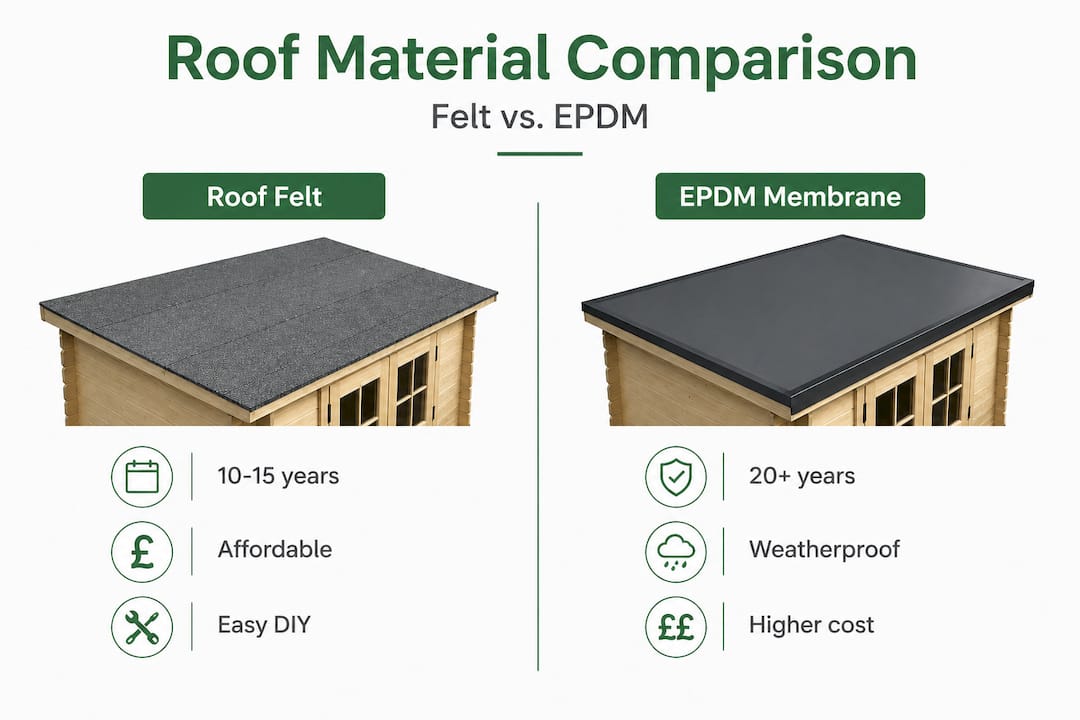 Infographic comparing felt and EPDM roof options