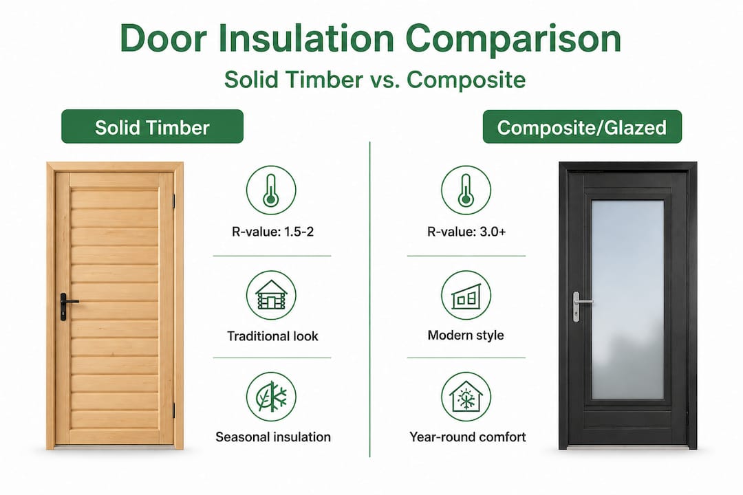 Infographic comparing timber vs composite door insulation