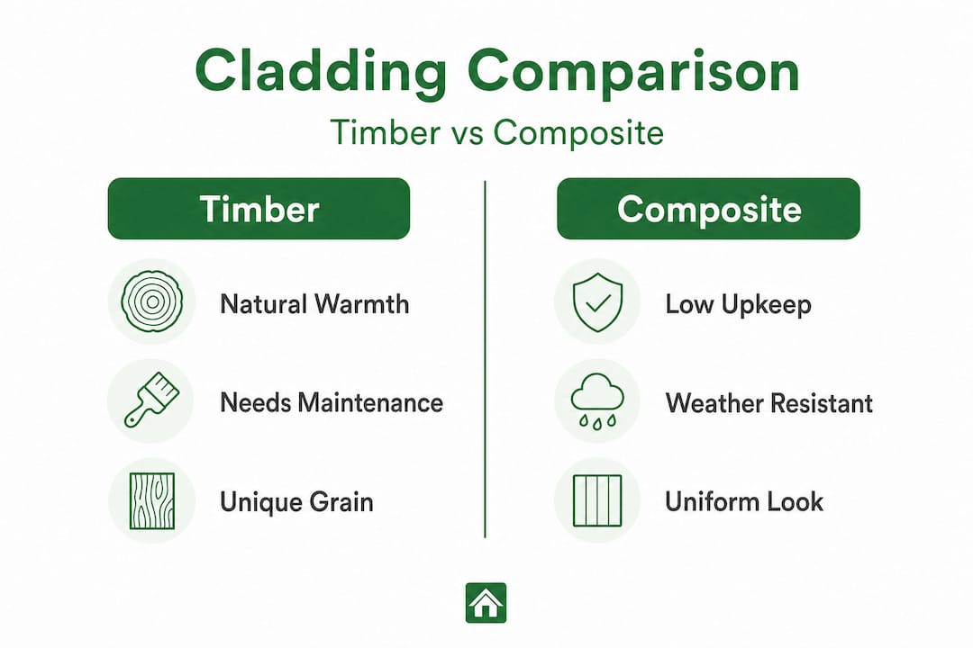 Infographic comparing timber and composite garden room cladding
