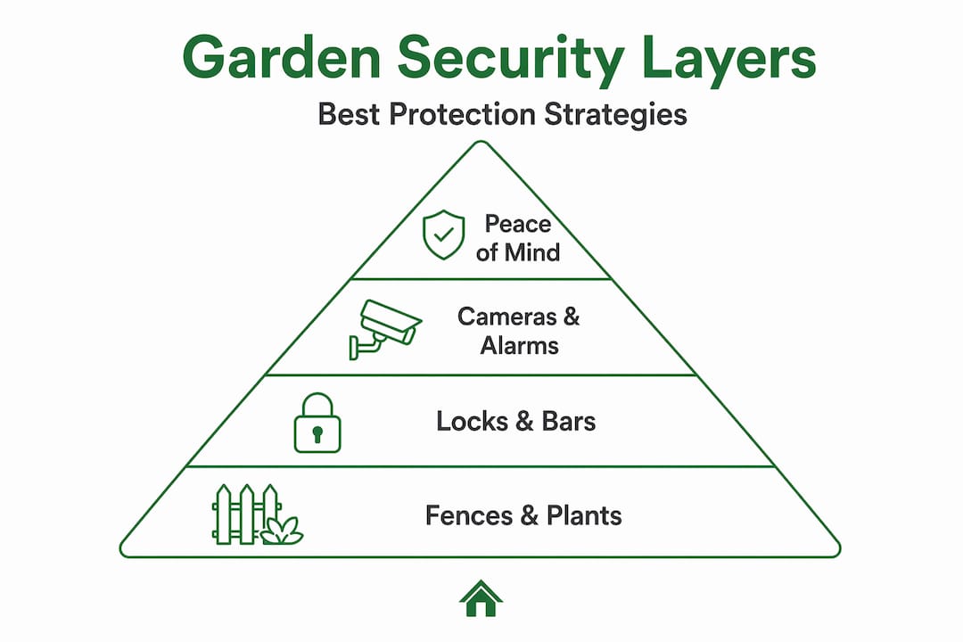 Hierarchy infographic of garden building security layers
