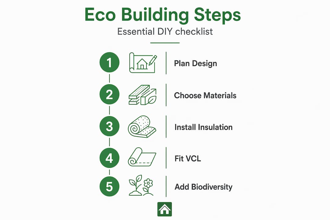Infographic showing eco garden building process steps