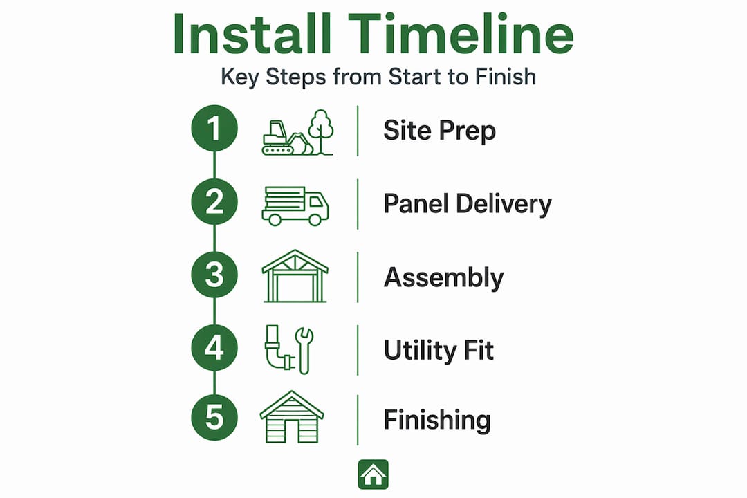 Infographic showing modular garden room installation steps