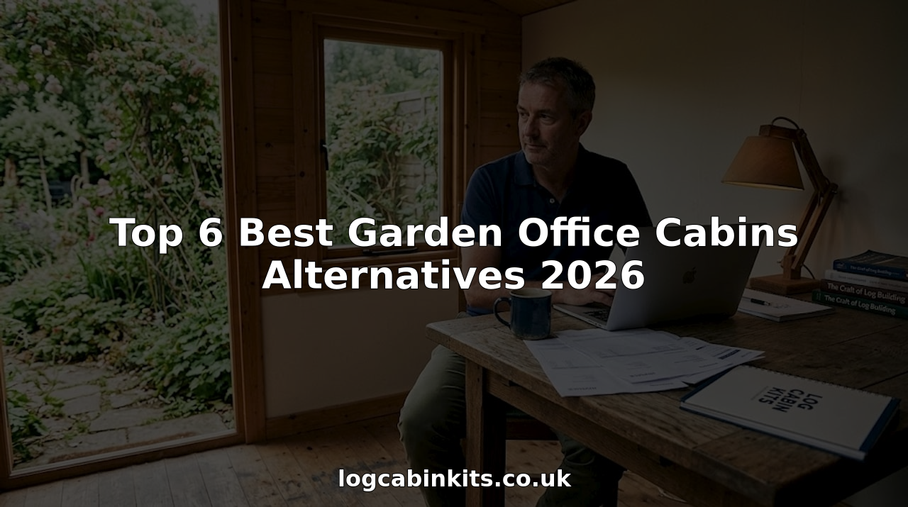 Man working in garden cabin home office