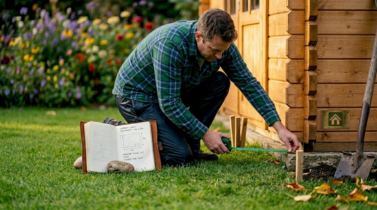 Person mapping dimensions for garden cabin landscaping