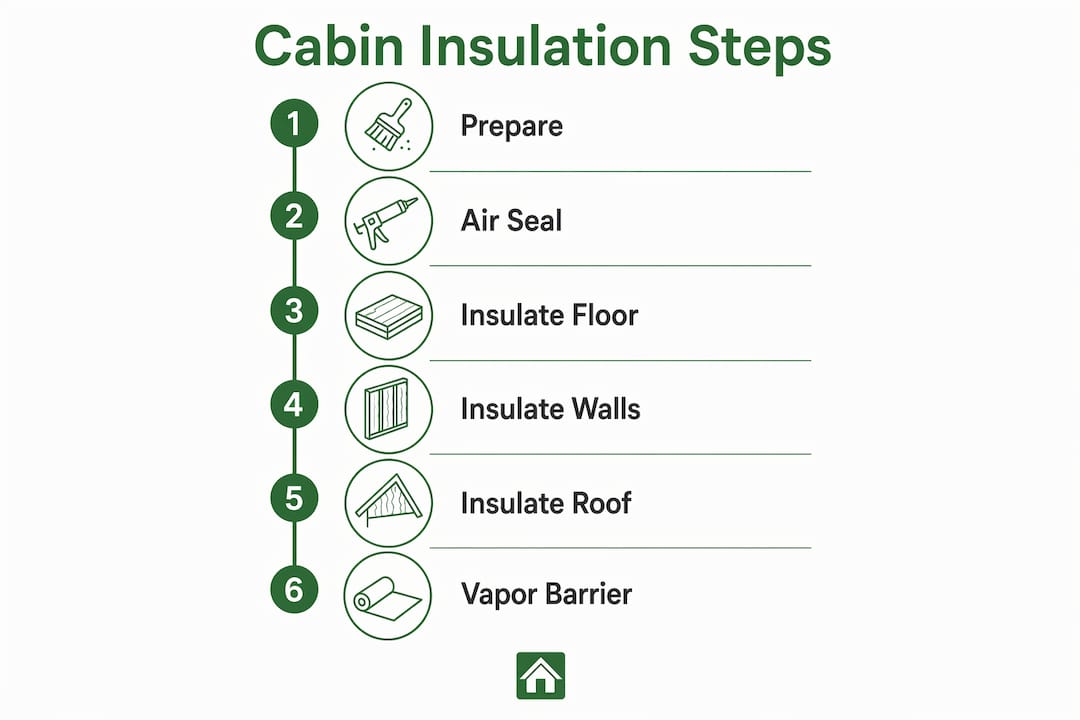 Infographic of cabin insulation step-by-step process