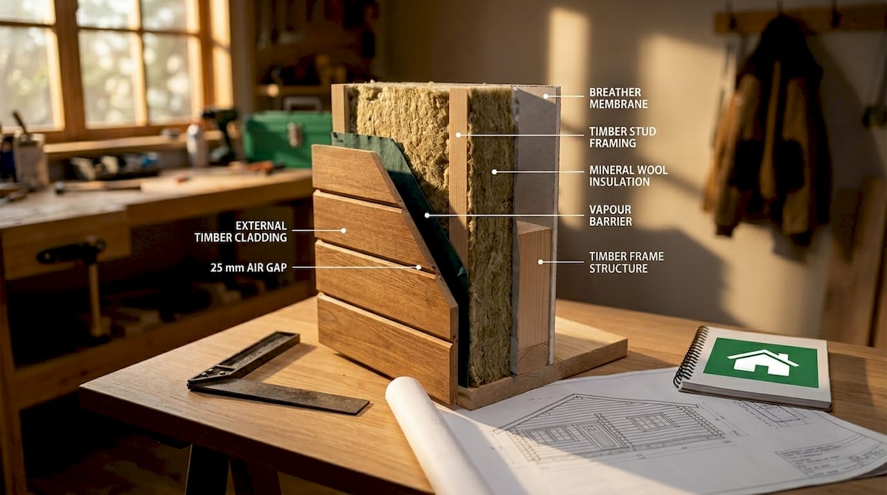 Cross-section cabin wall showing insulation and air gap