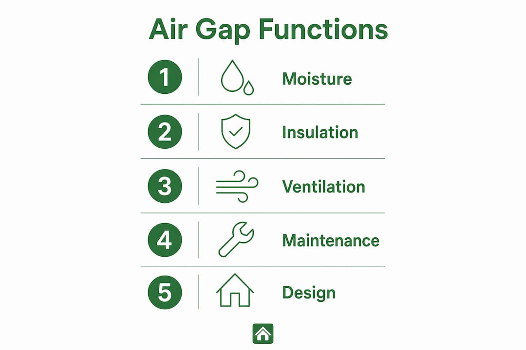 Infographic illustrating five key air gap functions in cabins